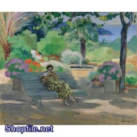 TSD3546 - Tranh sơn dầu phụ nữ ngồi trong công viên